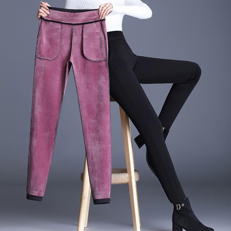 Winter New Thickening Warm Leggings Velvet Casual Legging High Waist Slim Solid Color Elastic Pants Skinny Pants Women Leggings