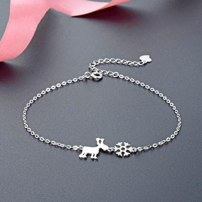 

Танцизный модный браслет из стерлингового серебра 925 пробы, ювелирные изделия в форме лося и снежинки для женщин, подарочные браслеты на годовщину свадьбы и вечеринку