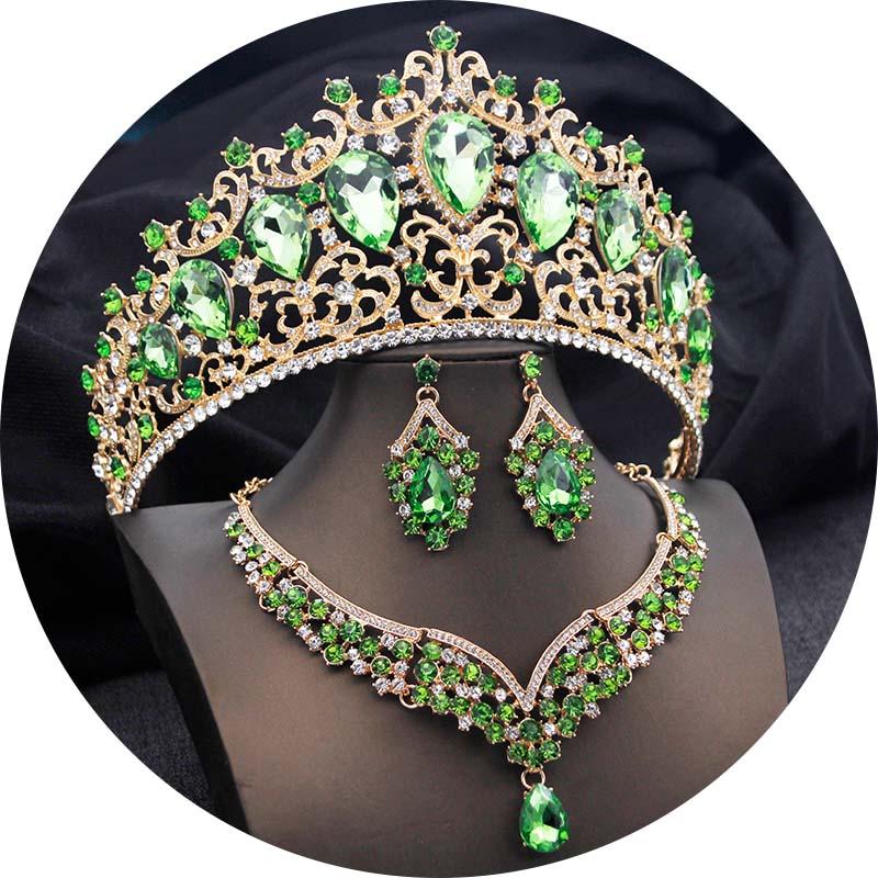 Elegant Big Tiaras and Crowns Bridal Jewelry Sets for Women Prom Wedding Crown With Choker necklace earrings Pageant Tiara Set