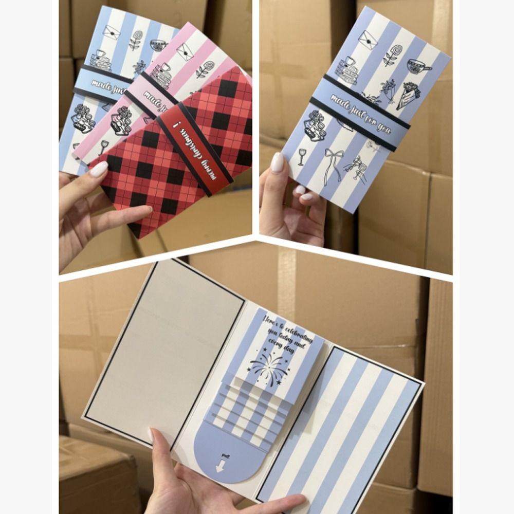 Handmade Christmas Gift Card Paper DIY DIY Gift Card with Envelope Blessing Message Pull Out Gift Card New Year Greeting