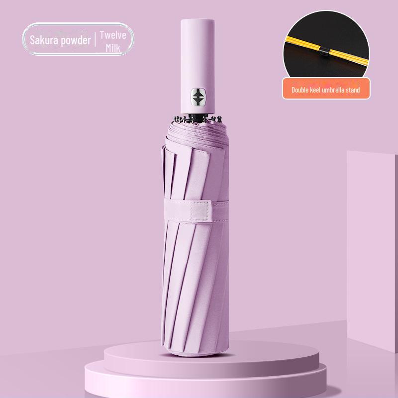 24-Rib Automatic Folding Umbrella: Dual-Use Parasol for Sun & Rain, UV Protection, Customizable for Advertising