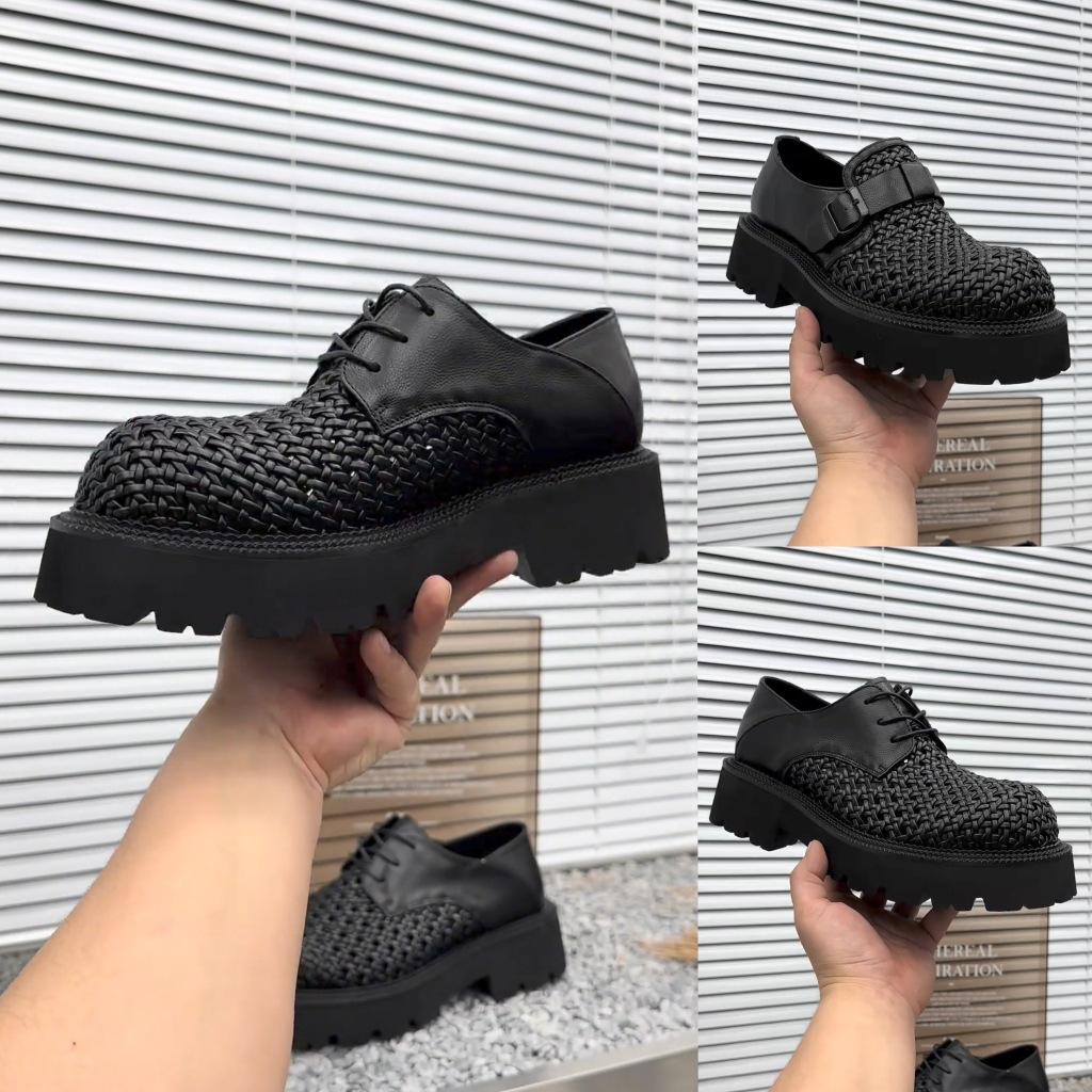 New men's pure leather casual and comfortable woven men's shoes high quality fashion versatile handsome advanced sense support ciphertext