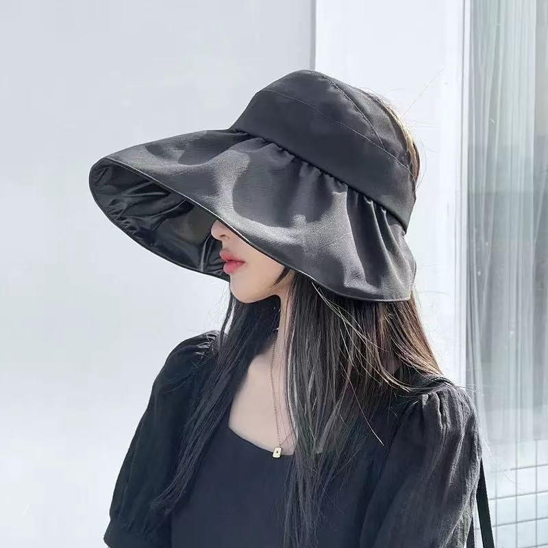 Vinyl Empty Top Sunscreen Fisherman Hat Children Spring and Summer New Outdoor Travel Anti-ultraviolet Face Cover Big Brim Sun Hat