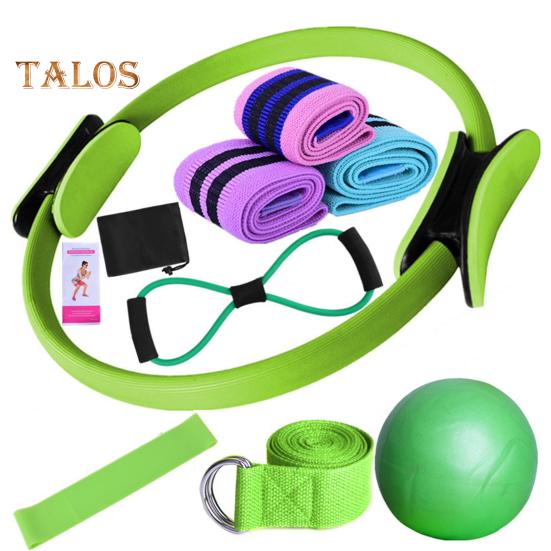 

11 шт./компл. набор для йоги и фитнеса с кольцом для пилатеса, йога-мячом, поясом для ягодиц и ягодиц, поясом-эспандером для растяжки, спортивным инвентарем для дома и фитнеса зелёный