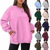 Felpa con scollo rotondo oversize in velluto da donna taglie forti 2024