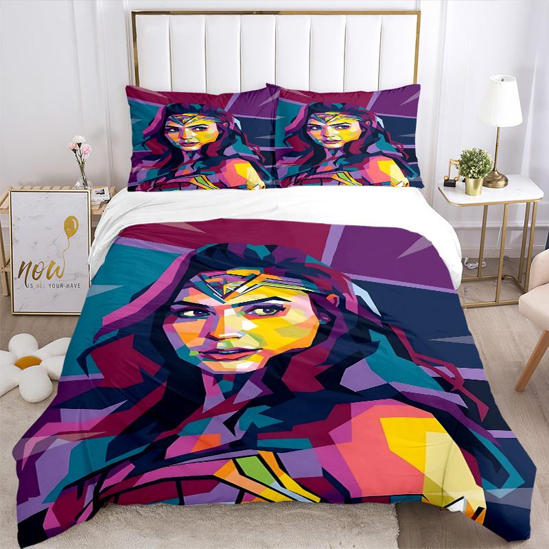 3pcs Wonder Woman Cover Set, Bedding Set, Soft Comfortable Duvet Cover, For Bedroom, Guest Room (1*Duvet Cover + 2*Pillowcases, Without Core