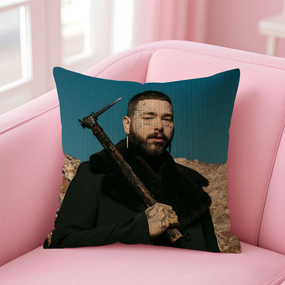 PPost MalonEe Rapper Cushion Cover Natural Linen Pillow Case DoubleSided Print Decorative Sofa Pillowcase Home Decor Gift
