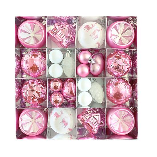 Christmas Ornaments Set Shatterproof Plastic Baubles Snowflakes Stars Hanging Ornament for Xmas Tree Holiday