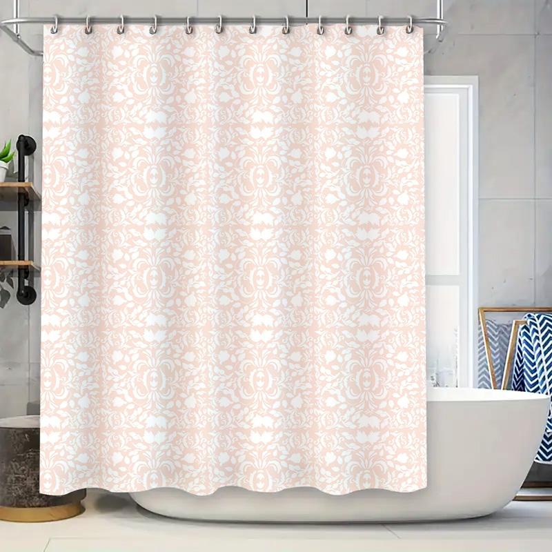 

Delicate Floral Shower Curtain Set White Pink Bath Decoration For Home Bathroom Decor W60H190(CM)-1 Pcs