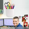 Pencil Holder - Self-Adhesive Wall Mount Pen Cup,Marker Pot,Writing Utensil Storage Organizer for Fridge,Locker,Whiteboard,home and office - White -