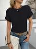 Elegant V-Neck Lace Women's Knitted Top Casual Loose-Fit T-Shirt Summer Patchwork Short Sleeve Tops