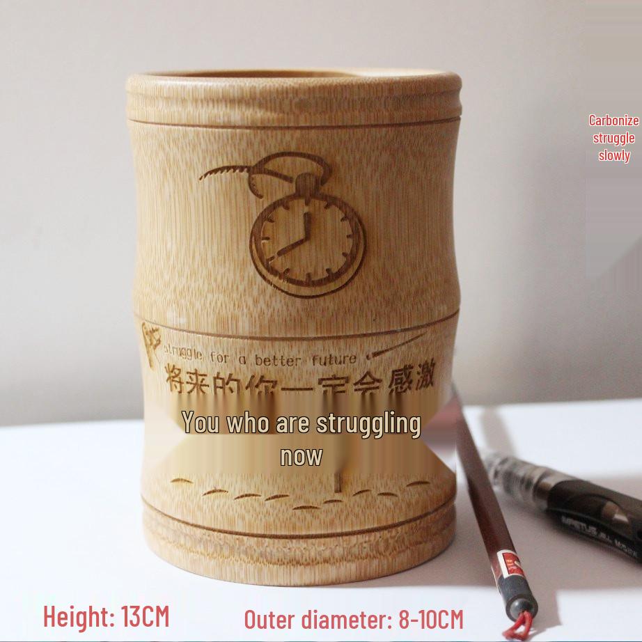 Bamboo Multifunctional Pen Holder - Creative Desk Ornament for Students and Business Gifts