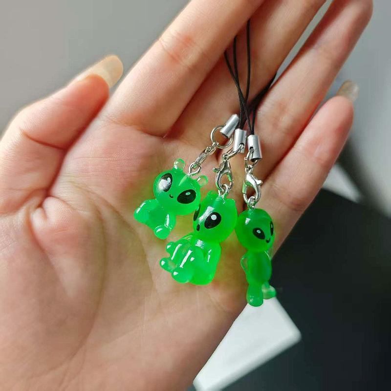 2/3/8 Stuks Unieke Bijzondere Lichtgevende Hars Buitenaards Sleutelhanger Gloeit In Het Donker Voor Telefoonbandje Tas Bedeltjes Grappige Hangers Doe-Het-Zelf Decoratie