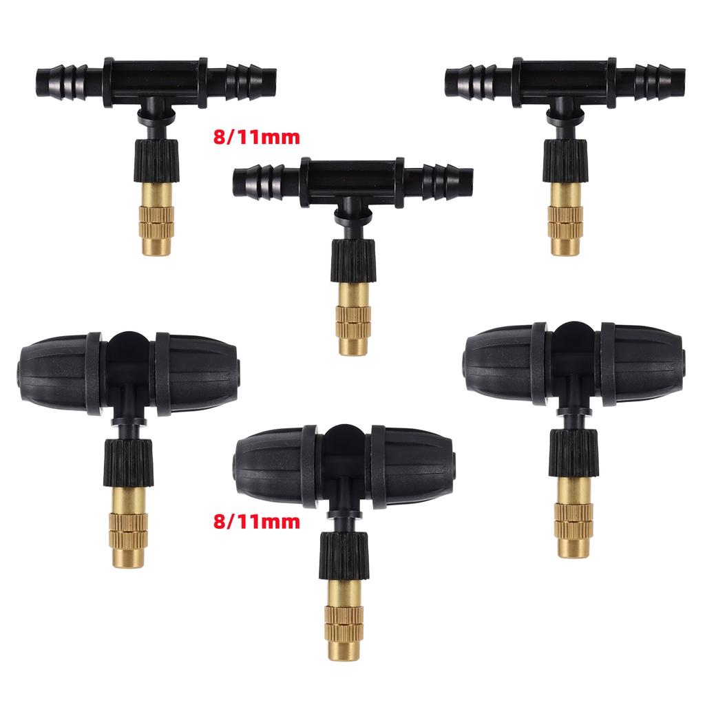 5/50Pcs 6mm Brass Mist Nozzle Kits 4/7mm 8/11mm Hose Garden Lawn Micro Irrigation Atomaiztion Cooling Dust Removal Sprayer Heads