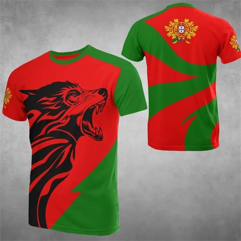 3D Portugal National Emblem Graphic T Shirt for Men Clothing Casual Unisex Short Sleeved Tee Shirts Streetwear Y2k Tops T-shirt