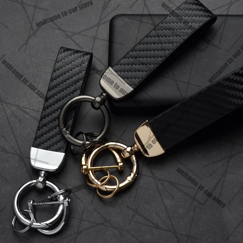 AAAMG1 Car Keychain For Ford Fiesta ST MK6 MK7 MK8 Logo Carbon Fiber Leather Zinc Alloy Emblem Key Chain Accessories
