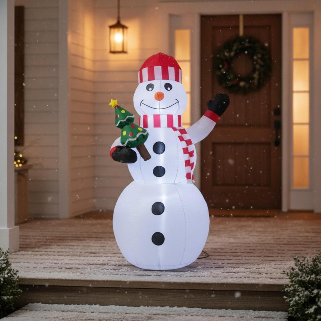 Christmas Inflatable Snowman | Polyester Material, Outdoor Holiday Display, for Garden