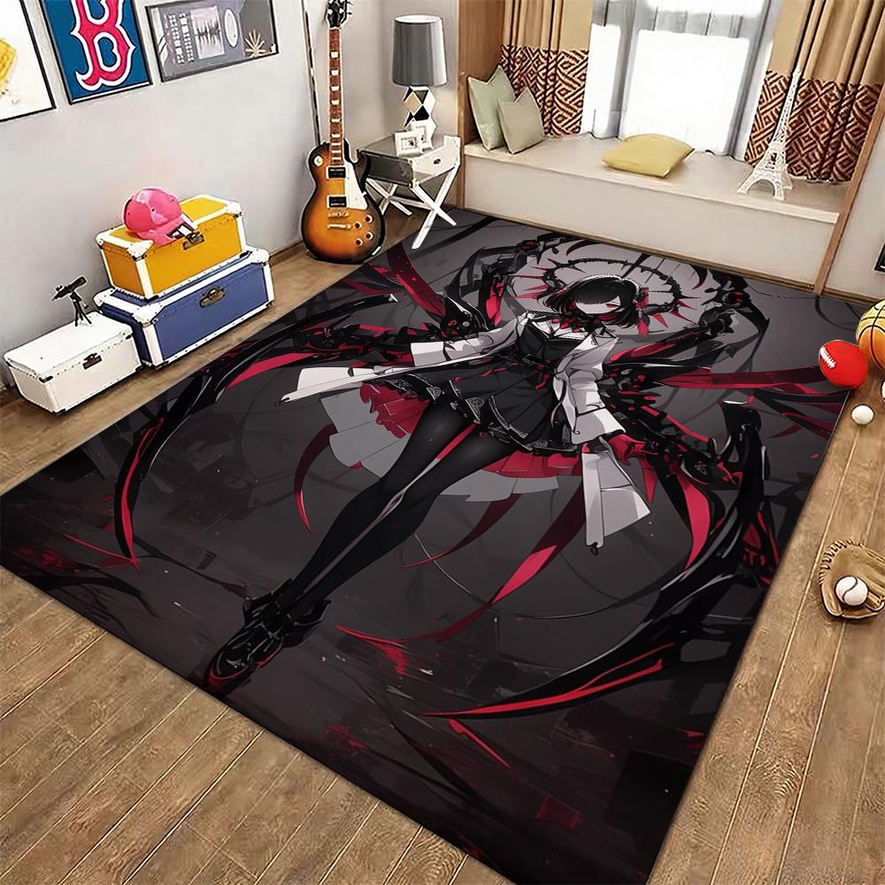 Dark Gothic Anime Girl Indoor Rug Soft Texture Nonslip Carpet For Kids Bedroom Play Area Home Party Decor Valentine'S Day Gift