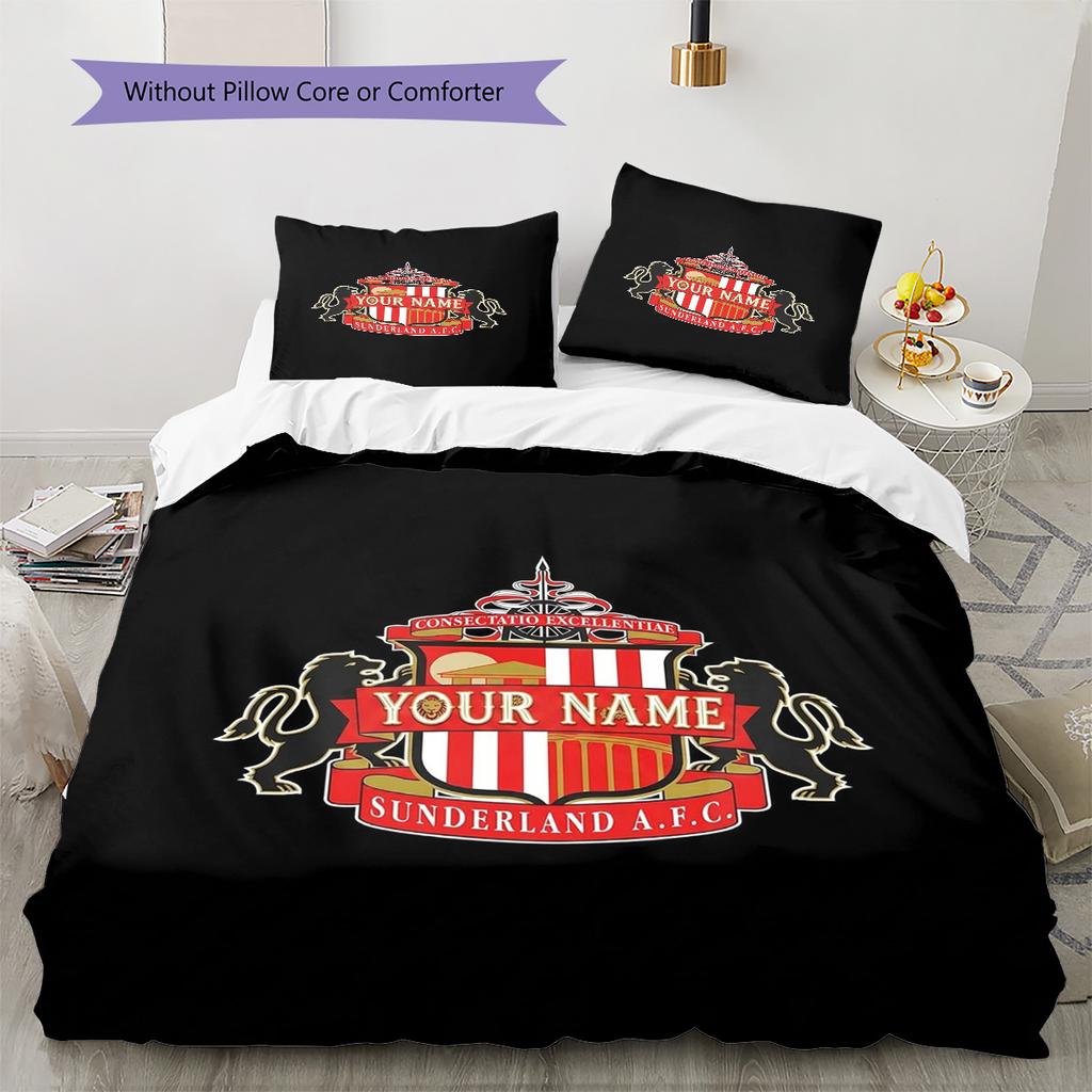 Sunderland Afc Crest Custom Name Pattern Bedding Quilt Set Quilt Cover Pillowcase Home Birthday Gift(1 * duvet cover + 2 * pillowcase, without core)