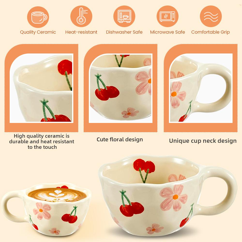 Hand Pinched Irregular Flower Ceramic Mugs Coffee Cups Milk Tea Cup Ins Korean Style Oatmeal Breakfast Mug Drinkware Kitchen cup