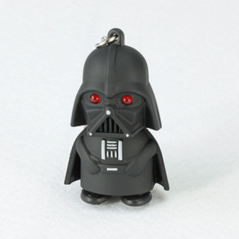 Porte-clés mignon de dessin animé Guerrier Noir Lumière LED Son Enfant Lampe de poche Pendentif de sac Accessoire