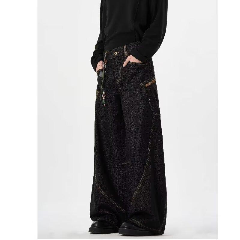 Year of the Snake Limited Scimitar Python Black Jeans Wide Leg Men's and Women's Pants American Loose Mopping Casual Pants Straight Pants