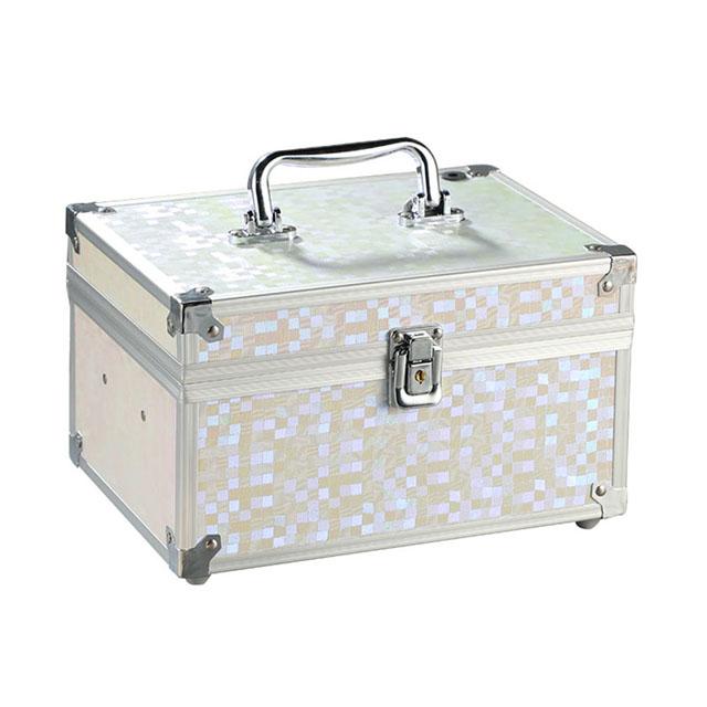 

Коробка для косметики зі світлодіодним підсвічуванням, 3 кольори, які можна регулювати, професійна коробка-органайзер для косметики, алюмінієвий сплав, чохол для макіяжу, що замикається, скринька для коштовностей