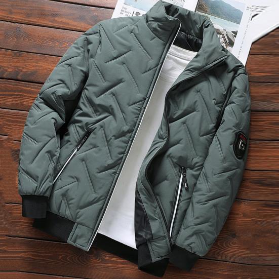 Cappotto da Uomo alla Moda Monocolore Giacca Invernale Chiusura con Cerniera Cappotto con Collo Alto con Tasche per Autunno Inverno