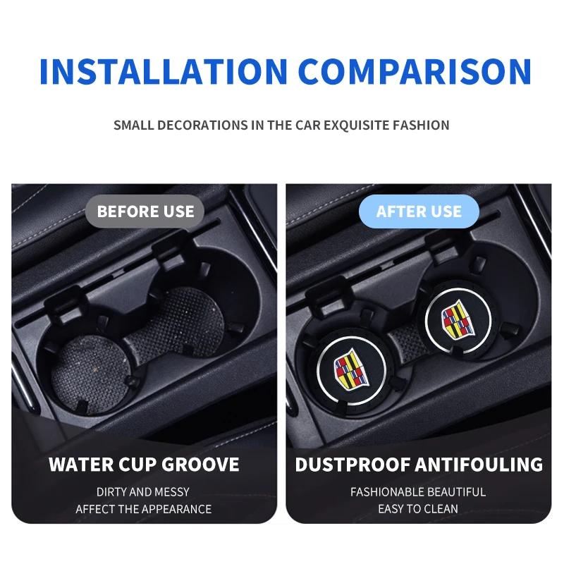 1/2pcs Non-slip Car Water Cup Pad Coaster Rubber Mat For Cadillac Escalade Deville DTS ATS BLS CT4 CT6 CTS EXT SLR SRX XLR XT4