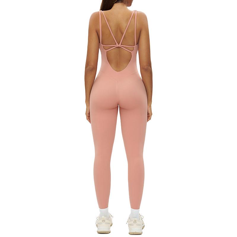 European & American One-Piece Brushed Yoga Bodysuit: Tight-Fitting, Slimming, Sports & Fitness Wear