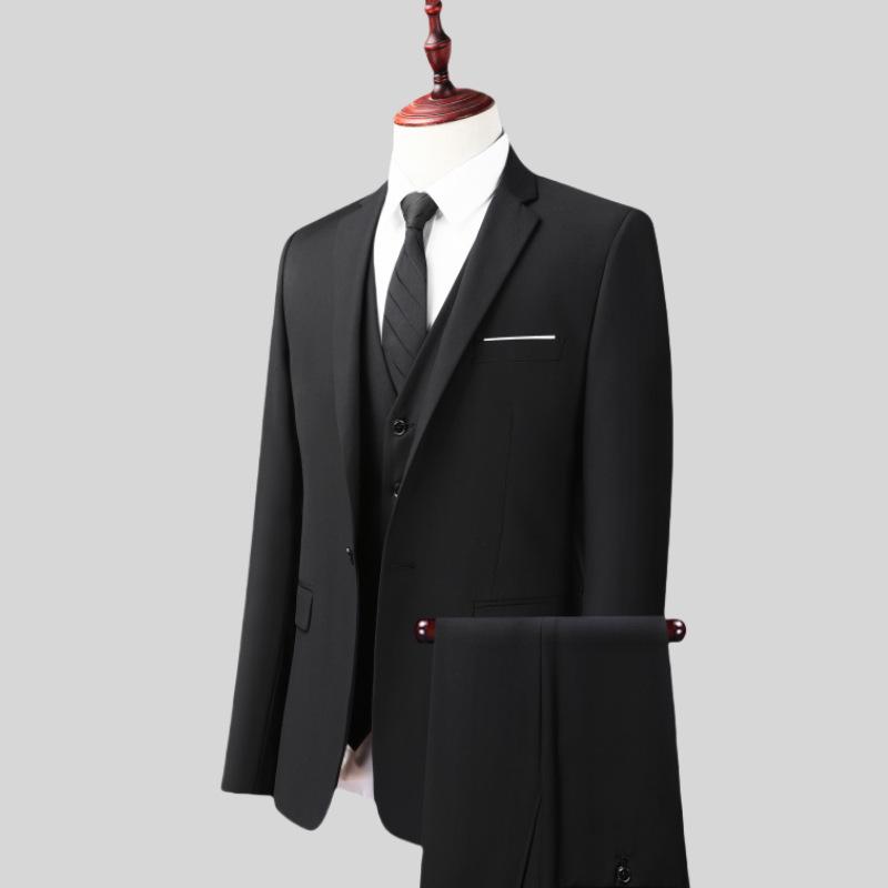 Dreiteiliger Anzug im koreanischen Stil für Herren, Slim Fit - Business-, Freizeit-, Hochzeits- oder Arbeitskleidung für Trauzeugen.