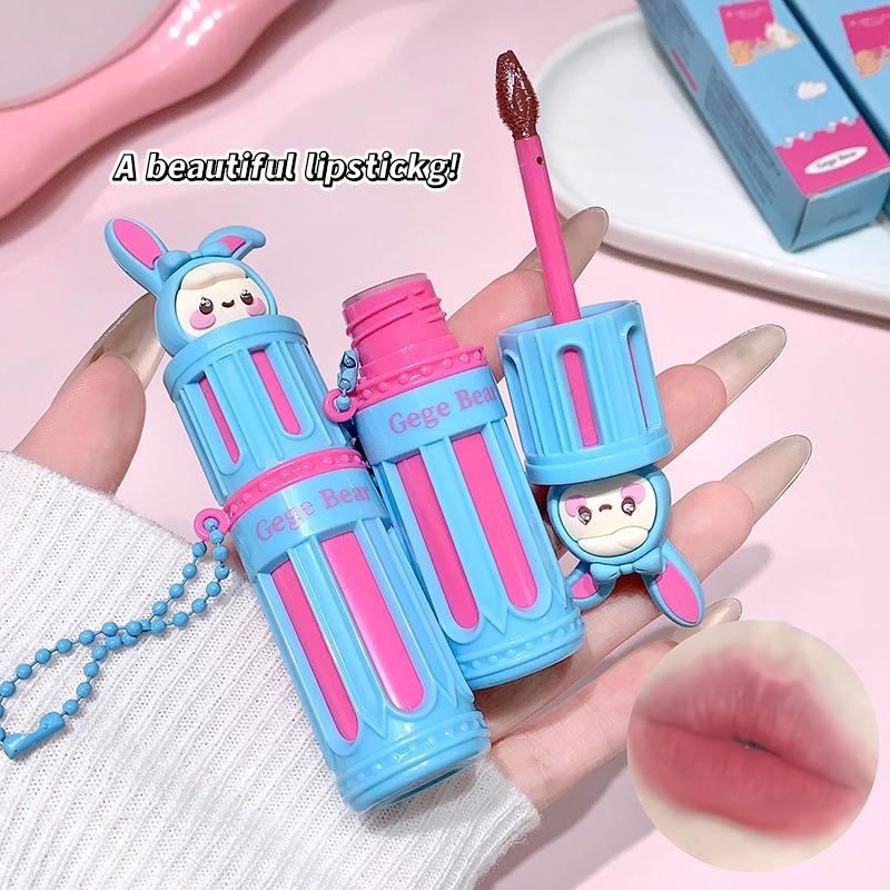 Gege Bear 'Cartoon Plush Long-Lasting Lip Balm in Six Colors (Silky Matte, Natural Mild Lip Gloss, Gift)