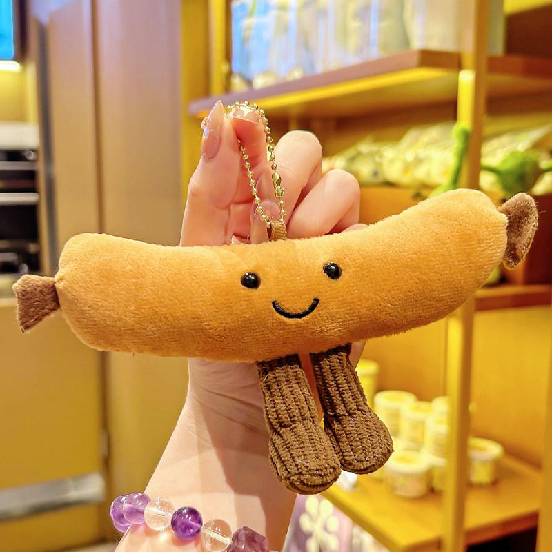 Creative and Cute Brioche Bread and Cheese Plush Keychain Bag Pendant Afternoon Tea Key Chain for Friends