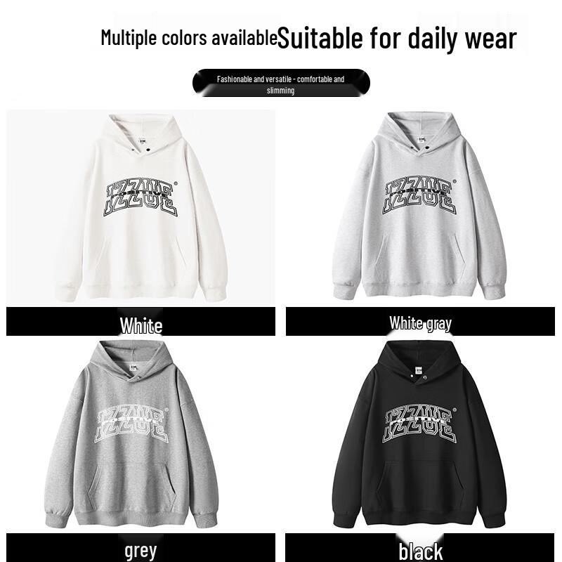 Izzue Unisex American Style Letter Print Hooded Sweatshirt