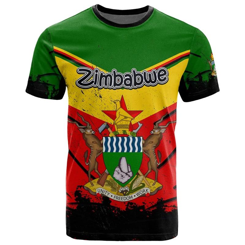 Harajuku 3D tričko s potiskem vlajky Zimbabwe pro muže děti sport mír a láska trička unisex módní trička pánské oblečení