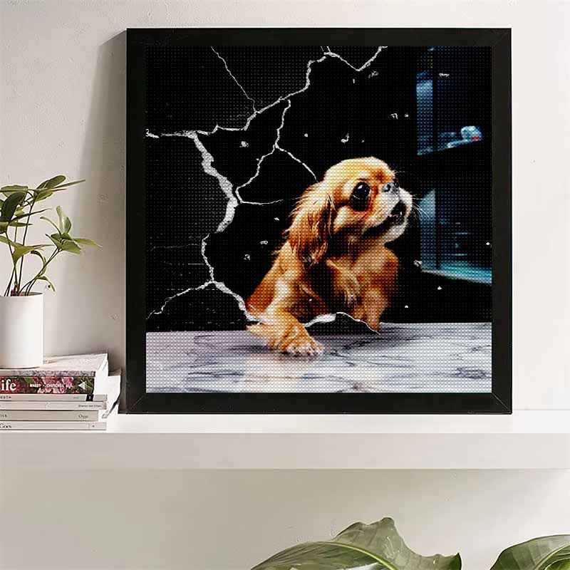 

New Arrival 5D DIY Full Circle Diamond Painting Dog Embroidery Cross Stitch Home Decor Gift 20x20cm