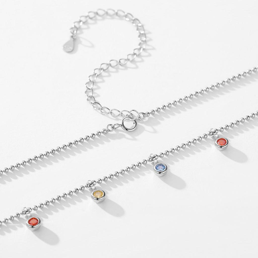 Modian 925 Sterling Silver Rainbow Colorful Zirconia Pendant Necklace Fashion Party Link Chain Choker For Women Fine Jewelry