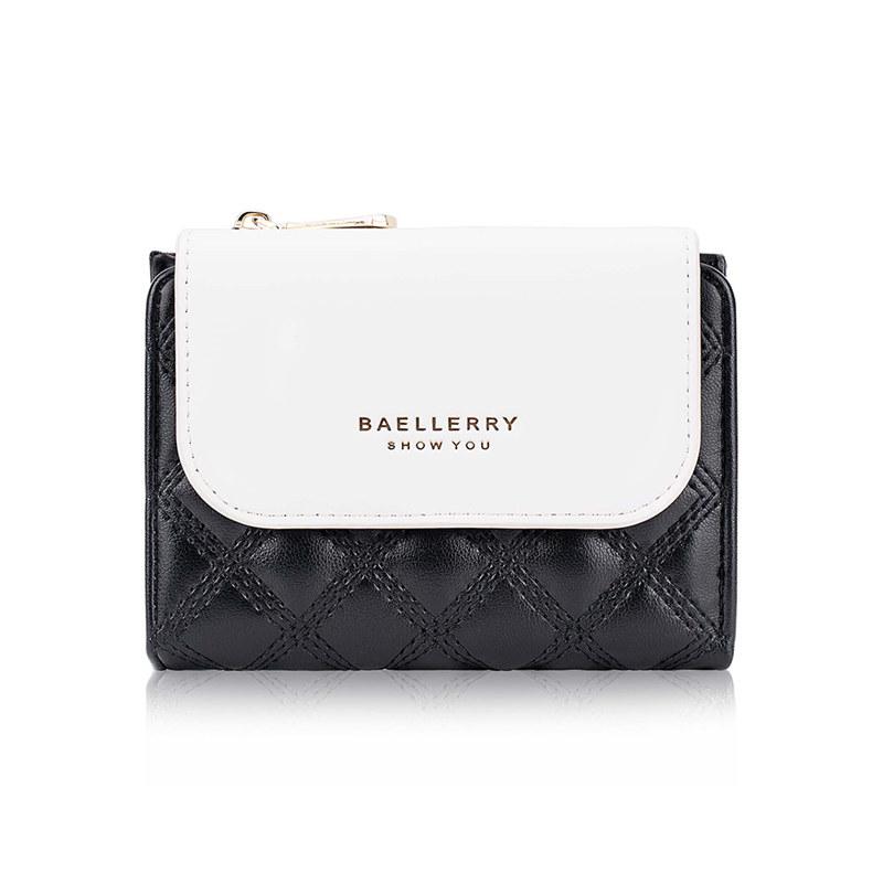 

Baellerry женский короткий кошелек с несколькими слотами для карт, женский модный мини-держатель для карт, сумки для денег, кошелек, кошельки 12.5*10*2cm белый/чёрный