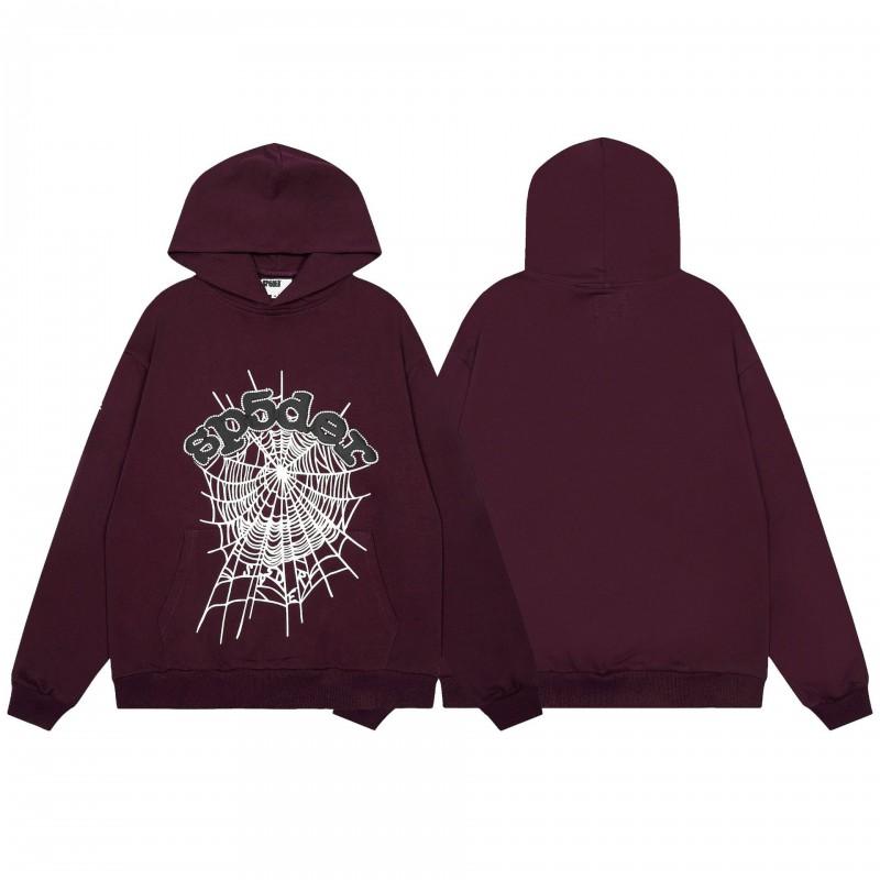 Felpa Sp5der FW23 Unisex Streetwear Pullover Felpa Con Stampa Ragnatela Vestibilità Larga Misto Cotone
