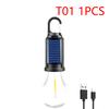 1-5PCS Solar Powered LED Camping Lamp with Hook BBQ Atmosphere Light USB Charging Portable Handheld Lamp for Outdoor Camping