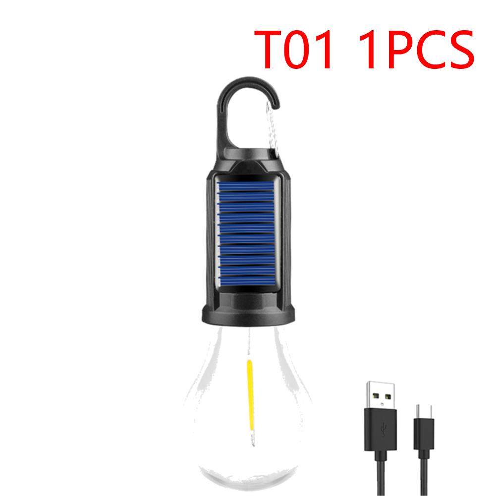 1-5PCS Solar Powered LED Camping Lamp with Hook BBQ Atmosphere Light USB Charging Portable Handheld Lamp for Outdoor Camping