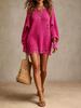 In-Stock Elegant Round Neck Long Sleeve Knit Dress - European & American Street Style