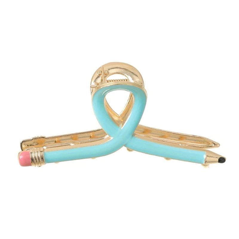 Aesthetic Pencil Hair Claw Clip Strong Hold Claw Clip Ponytail Holder for School Student Teachers Day Gifting Supply