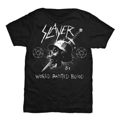 Slayer Unisex T-Shirt für Erwachsene, World Painted Blood Dagger Skull