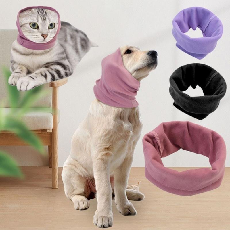 Dog Ears Cover Neck Warmer Hearing Protections for Pets Ear Wraps for Grooming Bathing Blowing Drying