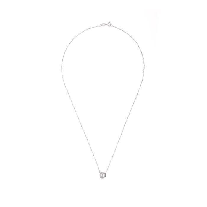 Necklace - Jodie - 925 Rhodium-Plated Solid Silver - Cylinder Pendant - 42 Cm - Zirconium Oxide
