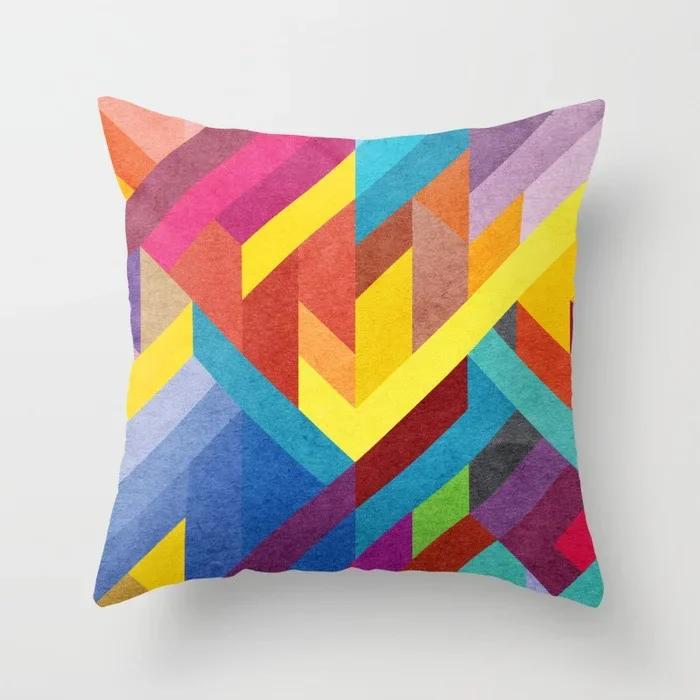 Colorful Geometric Abstract Pillowcase Office Sofa Car Cushion Cover Living Room Bedroom Decorative Pillowcase 45*45cm