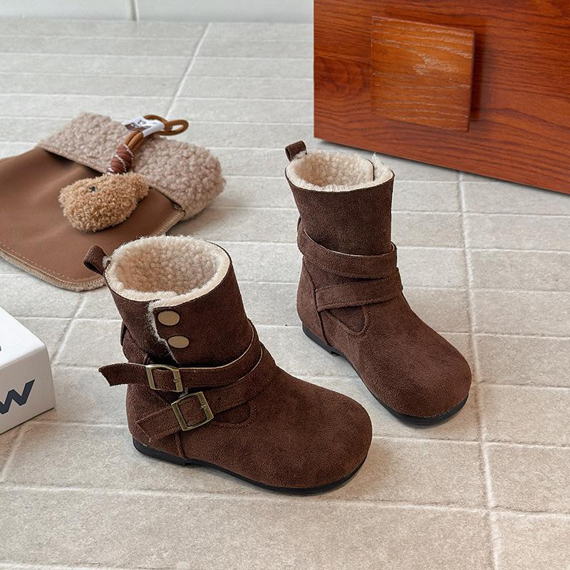 Chaussures en coton isolées montantes pour filles, nouveau style, semelle souple, bottines mi-mollet