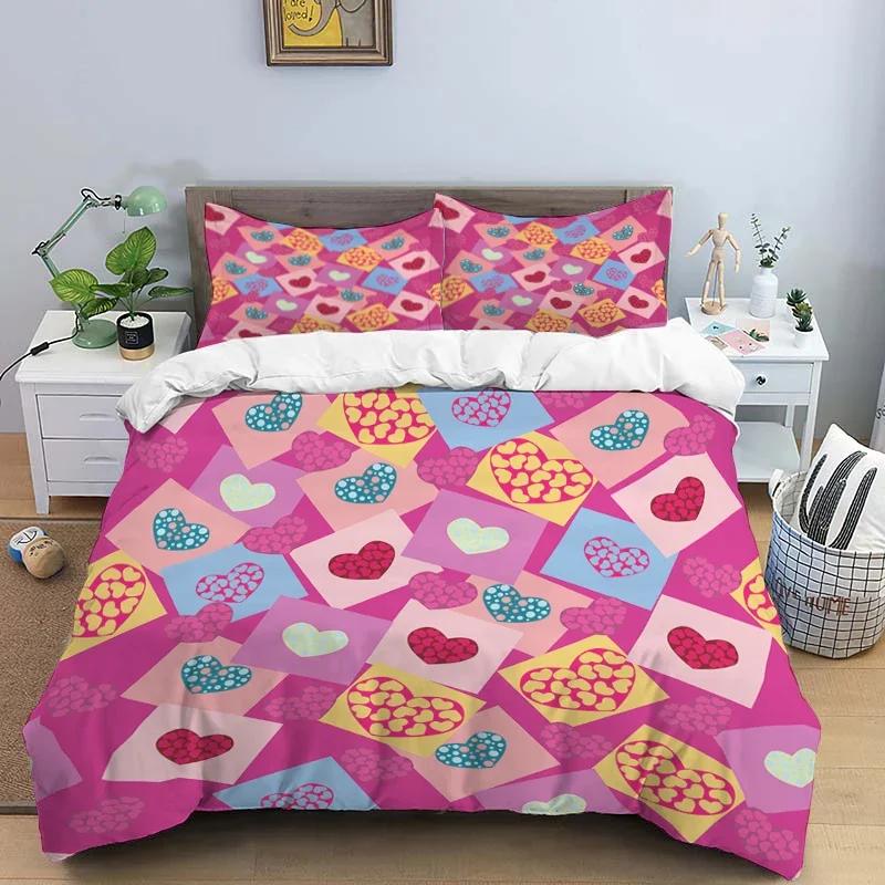 Cartoon Love HD Print Bedding Sett Children King Size Bedding Set Boy Girl's Bed Double Bed Duvet Covers Pillowcase Bedding Se
