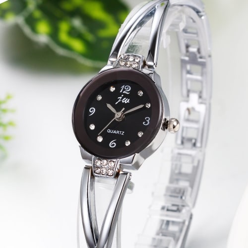 JewelryWe Sparkly Cute Women's Watch, Simple and Fashionable, Perfect for Birthdays and Valentine's Day (Silver)